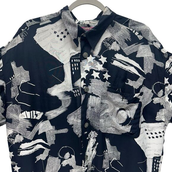 Vintage Haupt Germany Camp Shirt Mens XL Abstract Print Art to Wear Geometric - Picture 2 of 14